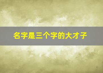 名字是三个字的大才子