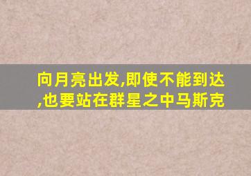 向月亮出发,即使不能到达,也要站在群星之中马斯克