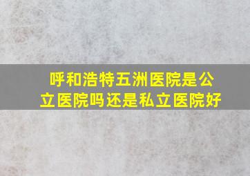 呼和浩特五洲医院是公立医院吗还是私立医院好