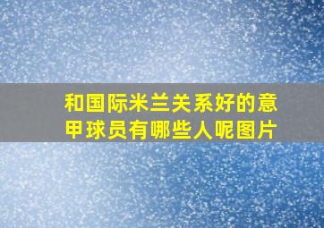 和国际米兰关系好的意甲球员有哪些人呢图片