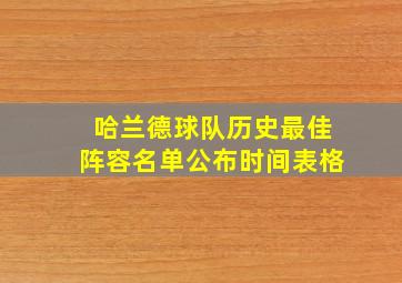 哈兰德球队历史最佳阵容名单公布时间表格