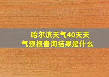 哈尔滨天气40天天气预报查询结果是什么