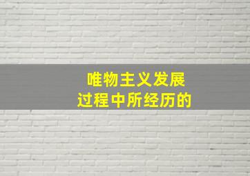 唯物主义发展过程中所经历的