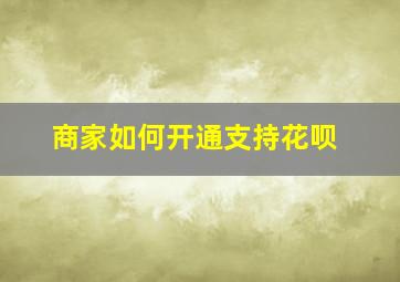 商家如何开通支持花呗