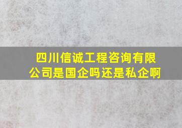 四川信诚工程咨询有限公司是国企吗还是私企啊