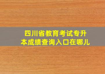 四川省教育考试专升本成绩查询入口在哪儿