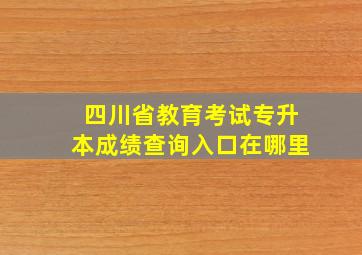 四川省教育考试专升本成绩查询入口在哪里