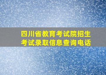 四川省教育考试院招生考试录取信息查询电话