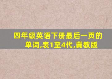 四年级英语下册最后一页的单词,表1至4代,冀教版