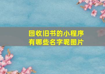 回收旧书的小程序有哪些名字呢图片