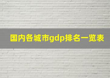 国内各城市gdp排名一览表