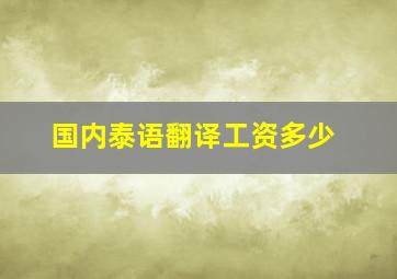 国内泰语翻译工资多少