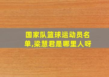 国家队篮球运动员名单,梁慧君是哪里人呀