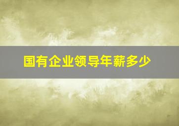 国有企业领导年薪多少