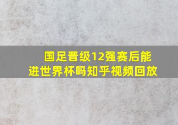 国足晋级12强赛后能进世界杯吗知乎视频回放