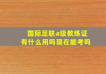 国际足联a级教练证有什么用吗现在能考吗