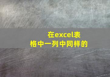 在excel表格中一列中同样的