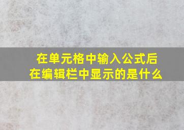 在单元格中输入公式后在编辑栏中显示的是什么