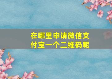 在哪里申请微信支付宝一个二维码呢