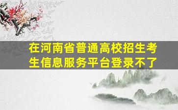 在河南省普通高校招生考生信息服务平台登录不了