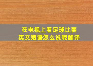 在电视上看足球比赛英文短语怎么说呢翻译