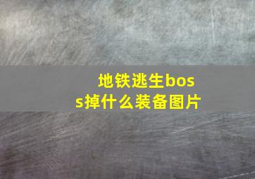 地铁逃生boss掉什么装备图片