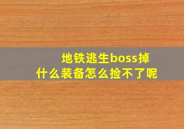 地铁逃生boss掉什么装备怎么捡不了呢