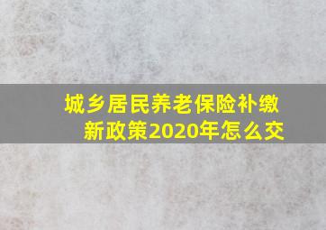 城乡居民养老保险补缴新政策2020年怎么交