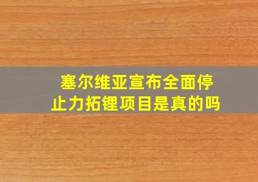 塞尔维亚宣布全面停止力拓锂项目是真的吗