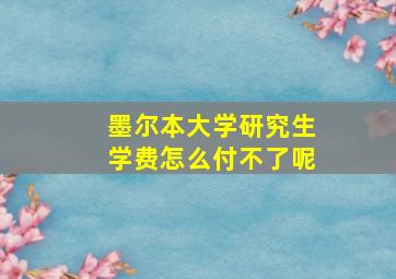 墨尔本大学研究生学费怎么付不了呢