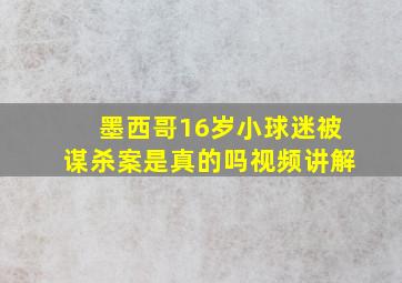 墨西哥16岁小球迷被谋杀案是真的吗视频讲解