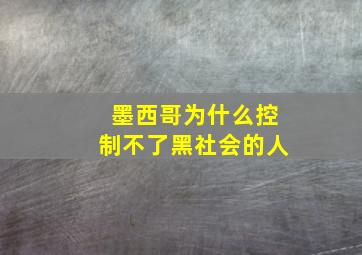 墨西哥为什么控制不了黑社会的人