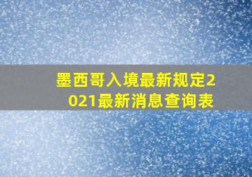 墨西哥入境最新规定2021最新消息查询表