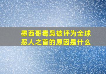 墨西哥毒枭被评为全球恶人之首的原因是什么