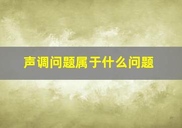 声调问题属于什么问题