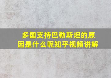 多国支持巴勒斯坦的原因是什么呢知乎视频讲解