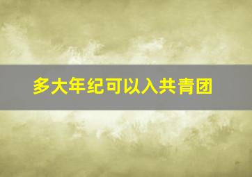 多大年纪可以入共青团