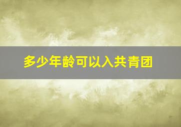 多少年龄可以入共青团