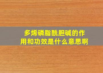 多烯磷脂酰胆碱的作用和功效是什么意思啊