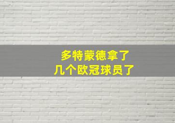 多特蒙德拿了几个欧冠球员了