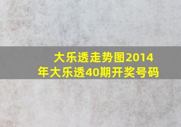 大乐透走势图2014年大乐透40期开奖号码