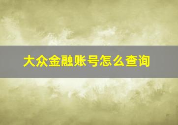 大众金融账号怎么查询