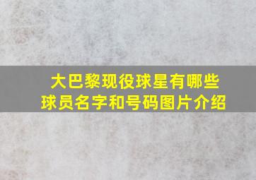 大巴黎现役球星有哪些球员名字和号码图片介绍