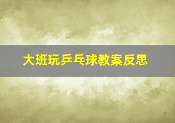 大班玩乒乓球教案反思