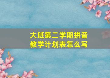 大班第二学期拼音教学计划表怎么写