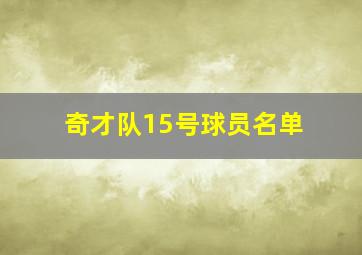 奇才队15号球员名单