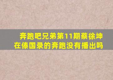 奔跑吧兄弟第11期蔡徐坤在傣国录的奔跑没有播出吗