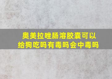 奥美拉唑肠溶胶囊可以给狗吃吗有毒吗会中毒吗