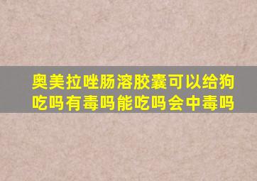 奥美拉唑肠溶胶囊可以给狗吃吗有毒吗能吃吗会中毒吗