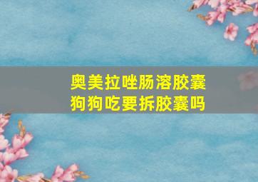 奥美拉唑肠溶胶囊狗狗吃要拆胶囊吗